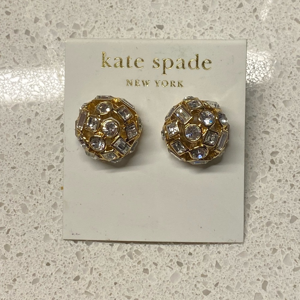 NWT Kate Spade Crystal & Gold Earrings